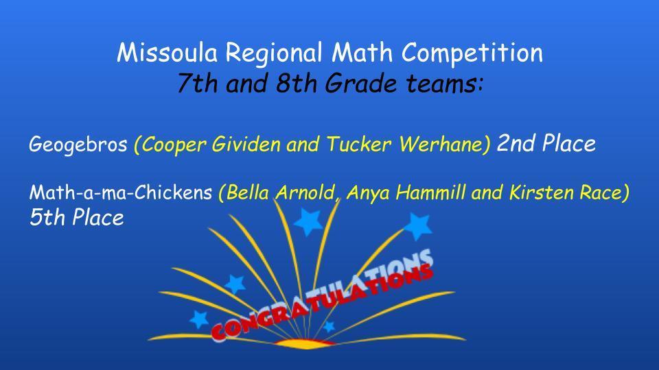 Missoula Regional Math Competition
