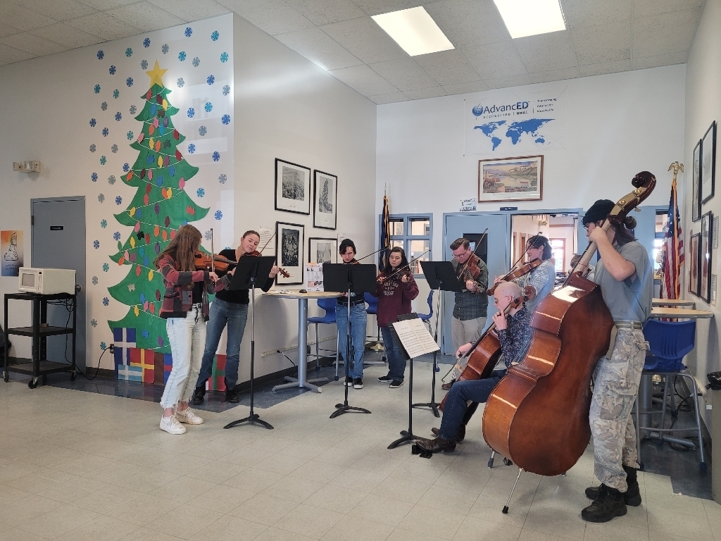 Orchestra performing Christmas songs
